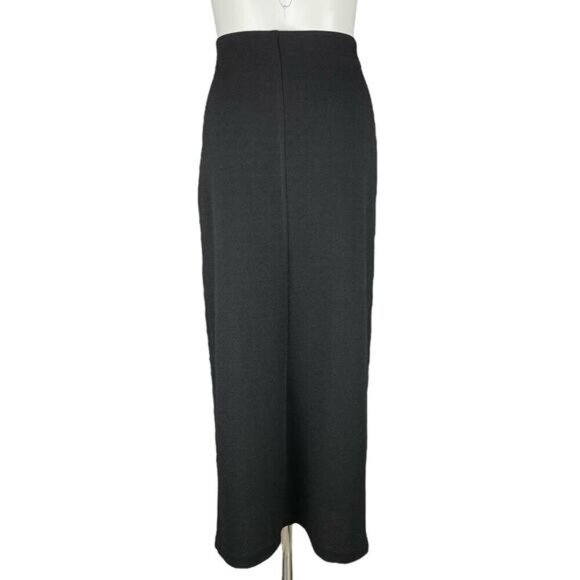 FRANK LYMAN Design Vintage Pull-On Maxi Skirt Sz 10 Front Slit White Piping - Picture 2 of 4